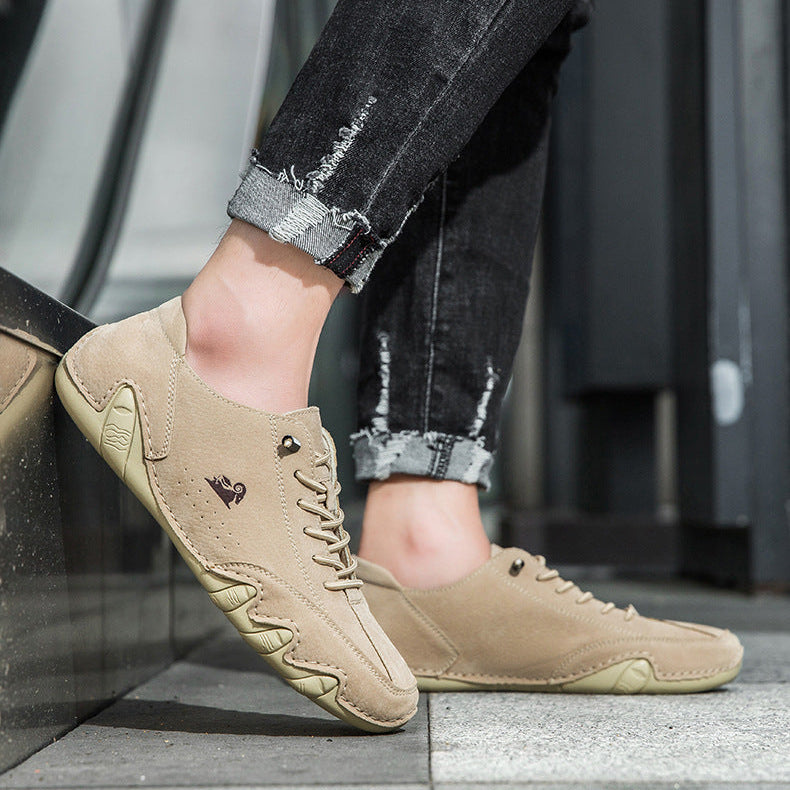 Men's Handmade Velcro Suede Beck Shoes Waterproof Leather Casual Sneakers Non-Slip Breathable