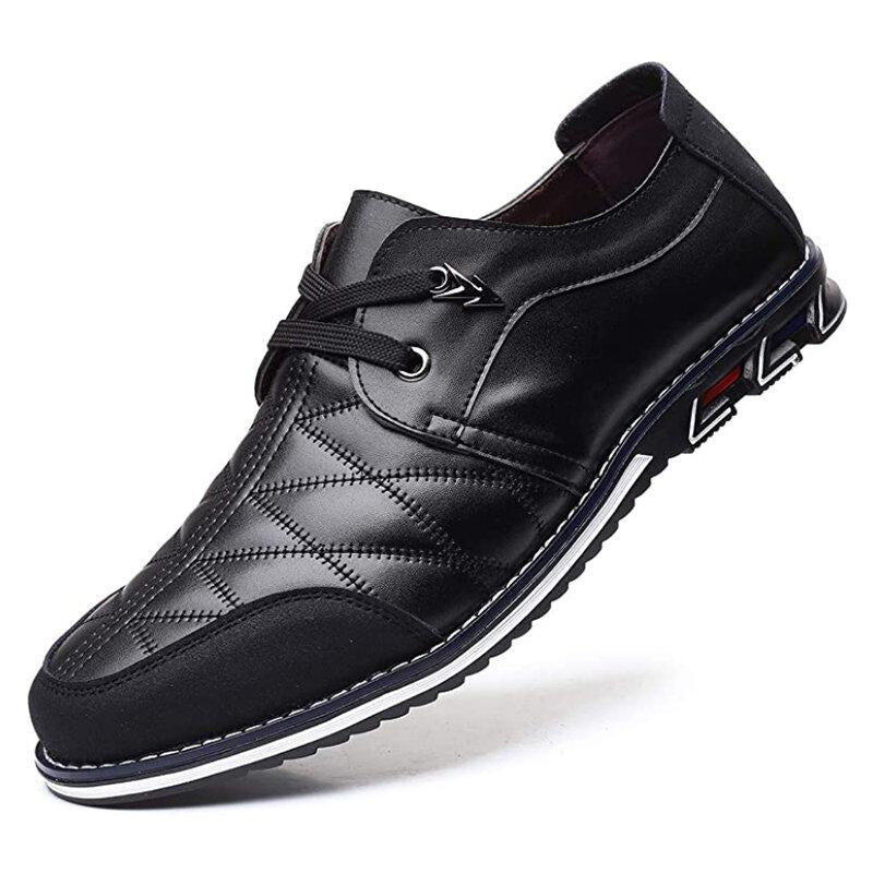 Kaegreel Men's Plaid Leather Soft Lace Up Comfy Casual Shoes - Men's ...