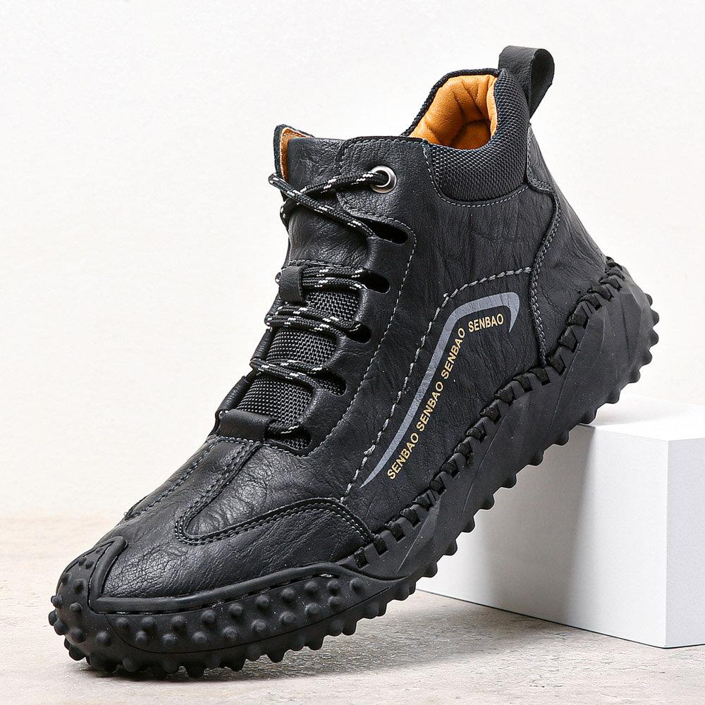 Kaegreel Men Hand Stitching Outdoor Rubber Toe Cap Work Style Ankle ...