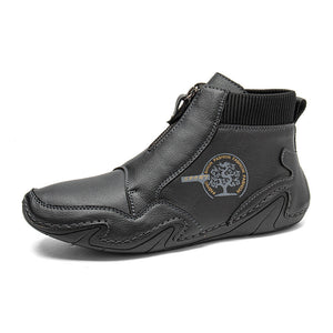 Men's Ankle Boots in Microfiber Leather with a Front Zip