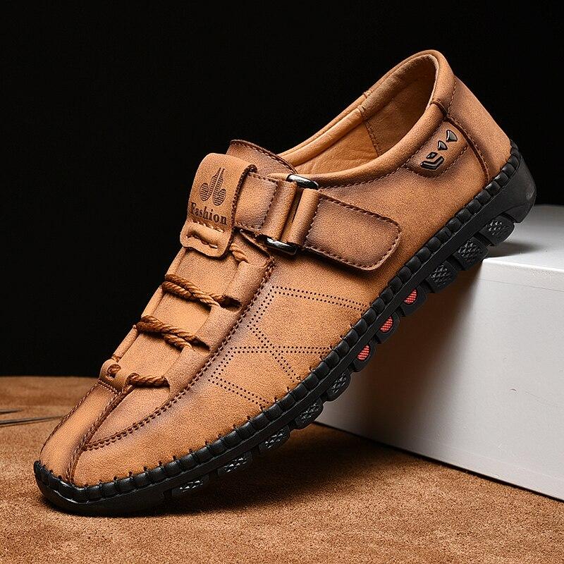 Kaegreel Mens Men Handmade Casual Fashion Sneakers Genuine Leather Loafers Moccasins Breathable Slip On Shoes