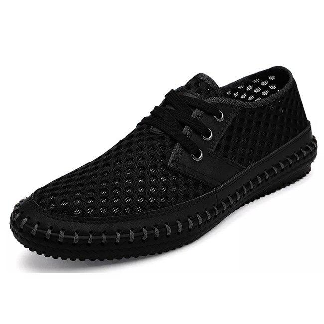 Summer Breathable Mesh Men Zapatos casuales para cómodos hombres hechos a mano de mocasines zapatos para hombres