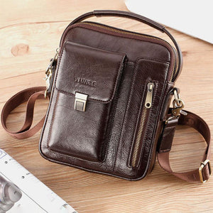 Borsa a tracolla multifunzione in pelle verino in vera pelle da uomo con borsa a tracolla di grande capacità